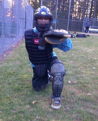 Shawn in catchers uniform april 2015